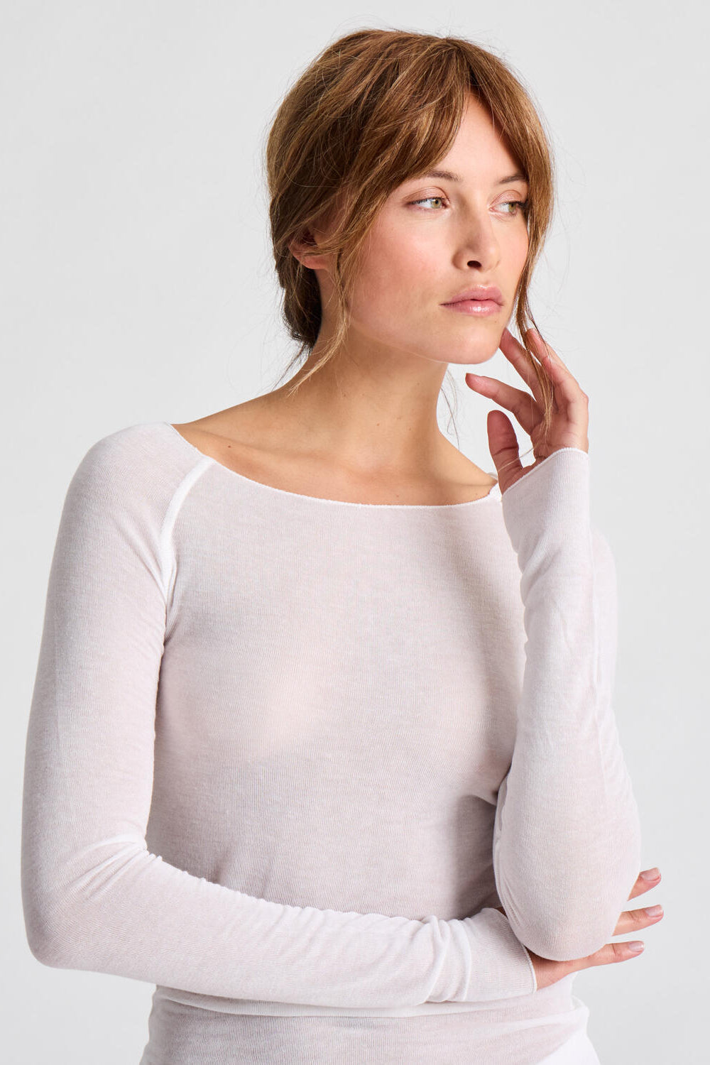 Amalie Wool langærmet t-shirt - hvid