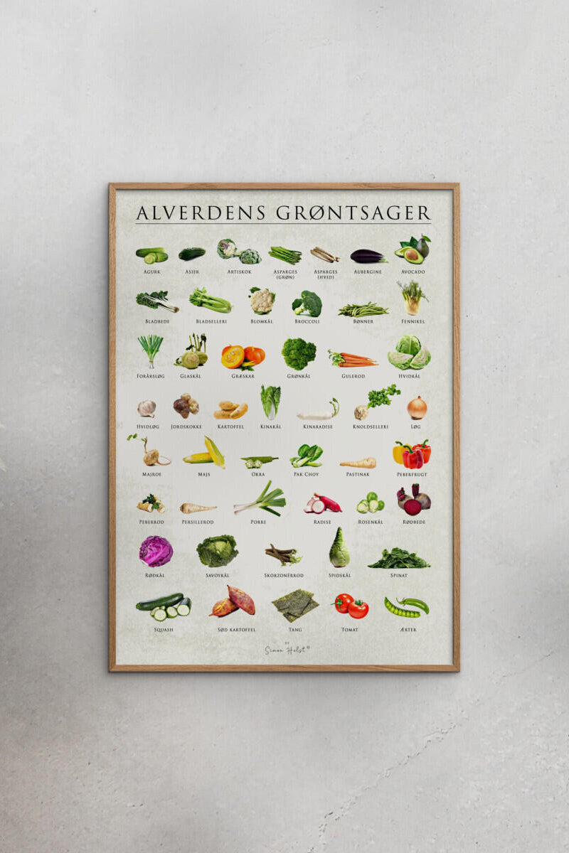 Simon Holst Alverdens grøntsager plakat - 30x40 cm