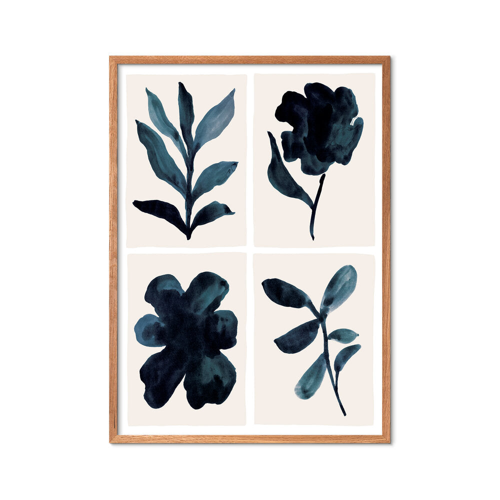 Floral Assemblage plakat, grøn - 30x40 cm