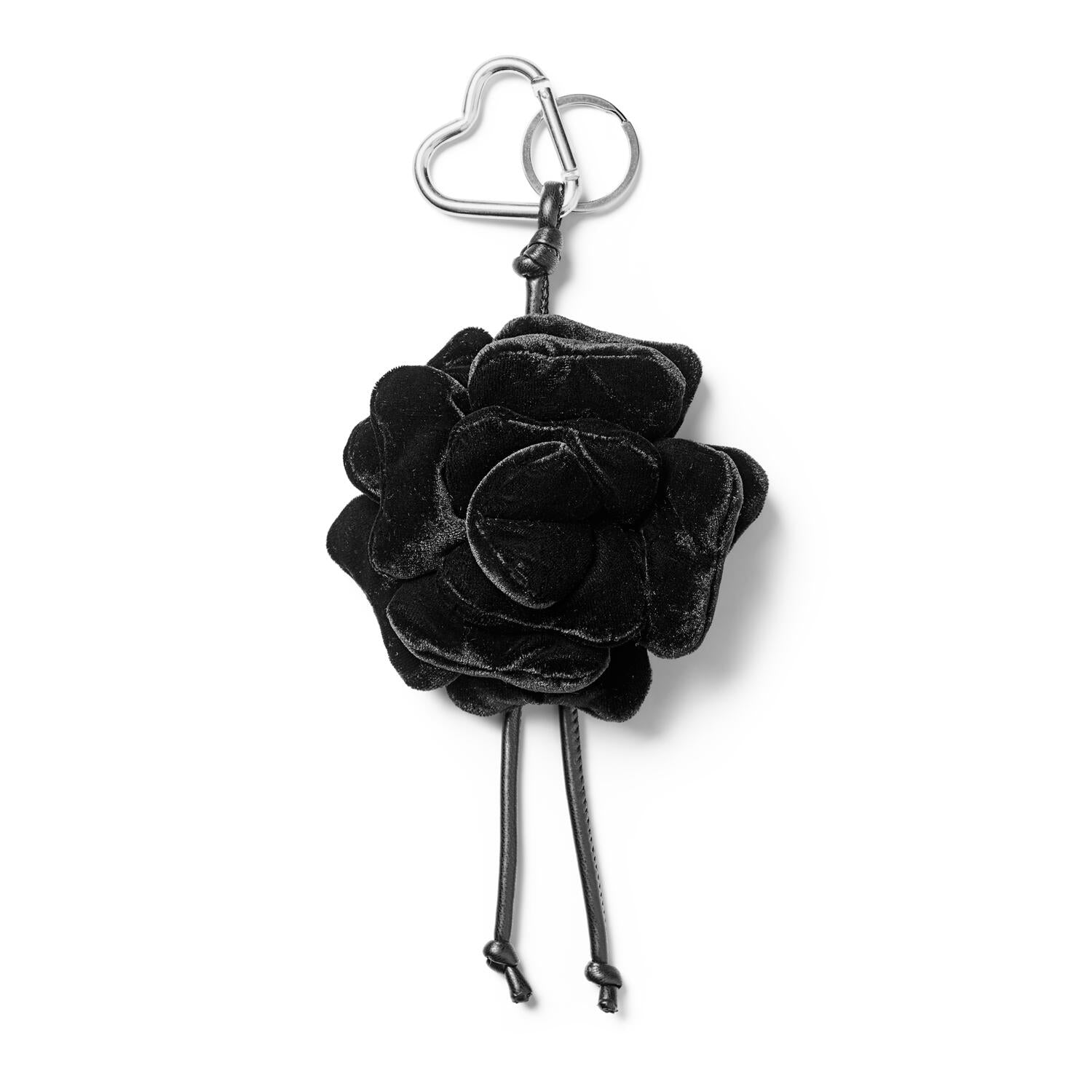 Velour blomster charm - black