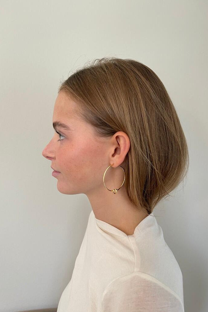 Big Tied Heart hoop - forgyldt