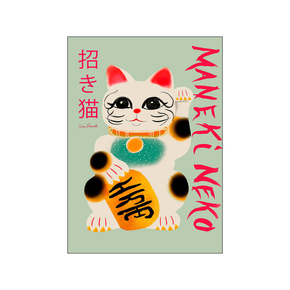 Maneki Neko plakat, mønstret - 30x40 cm