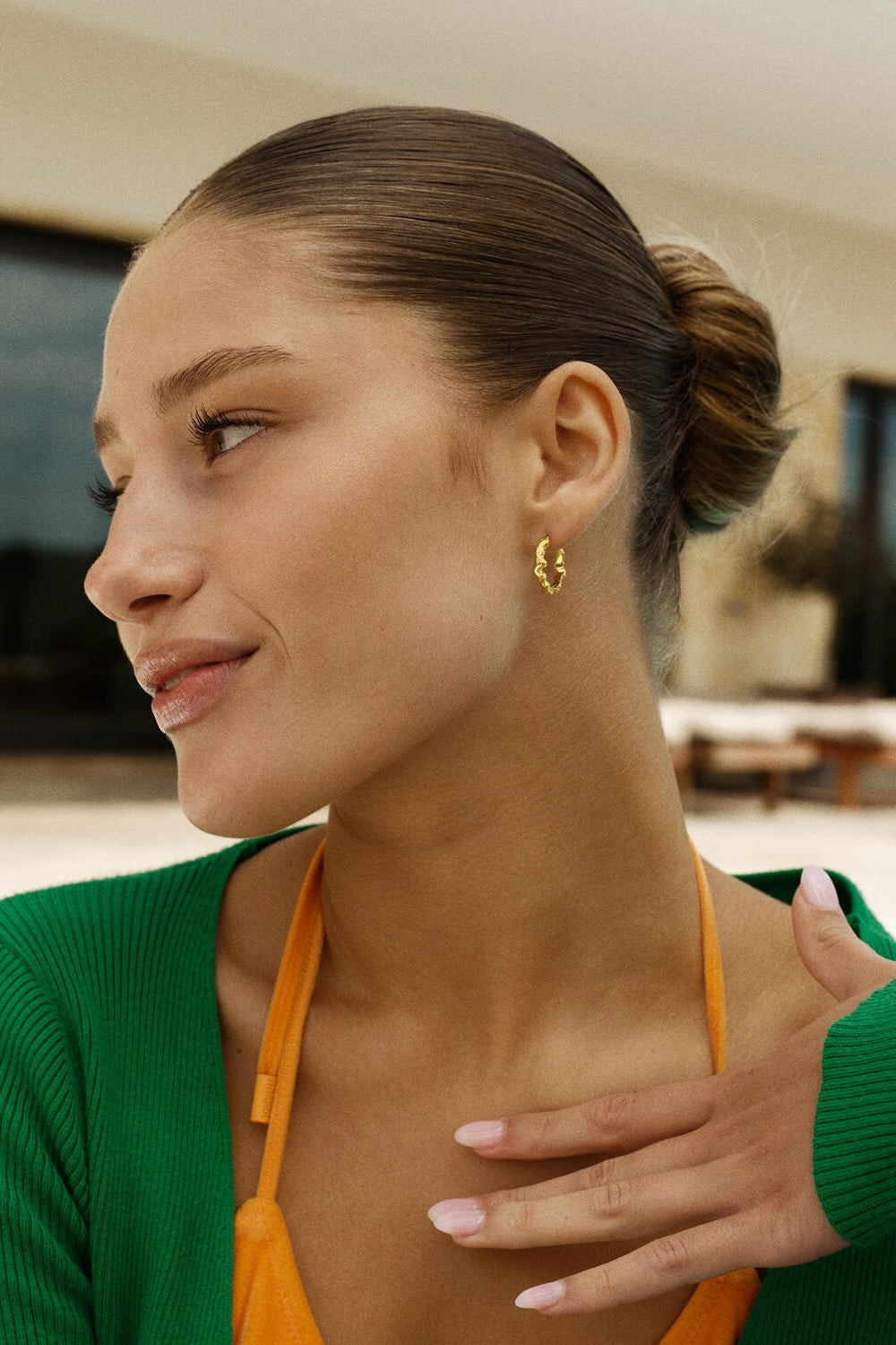 Small Shiny Sparkly hoops - forgyldt