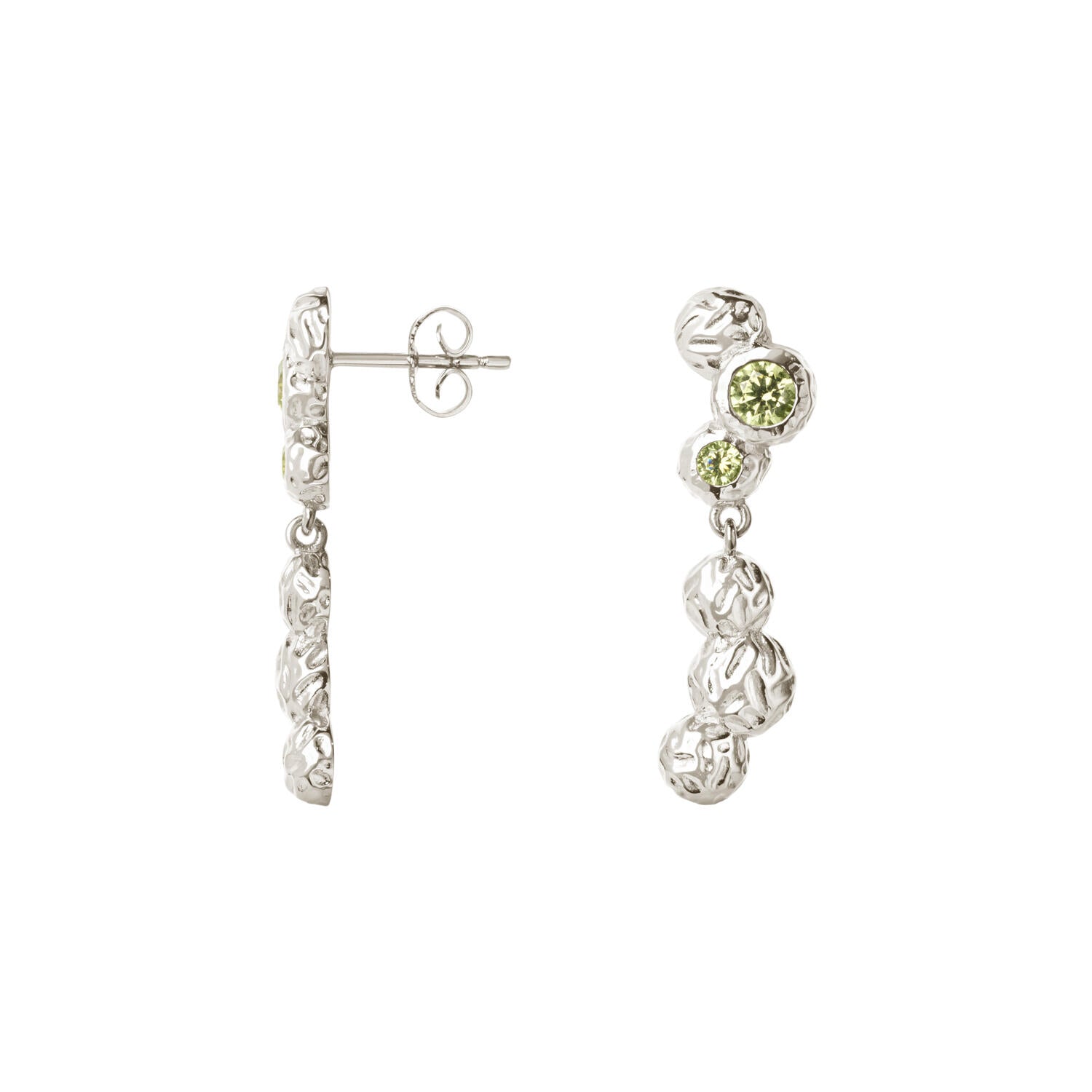 Wavy Gem Dots øreringe - sølv