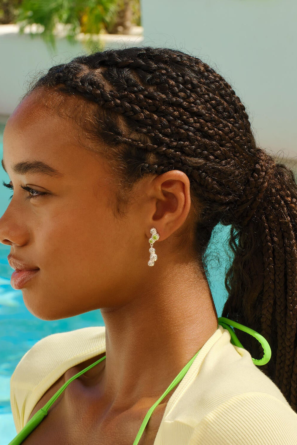 Wavy Gem Dots øreringe - sølv