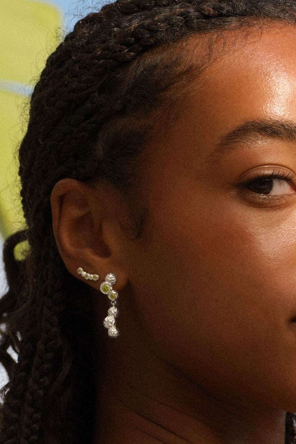 Wavy Gem Dots øreringe - sølv