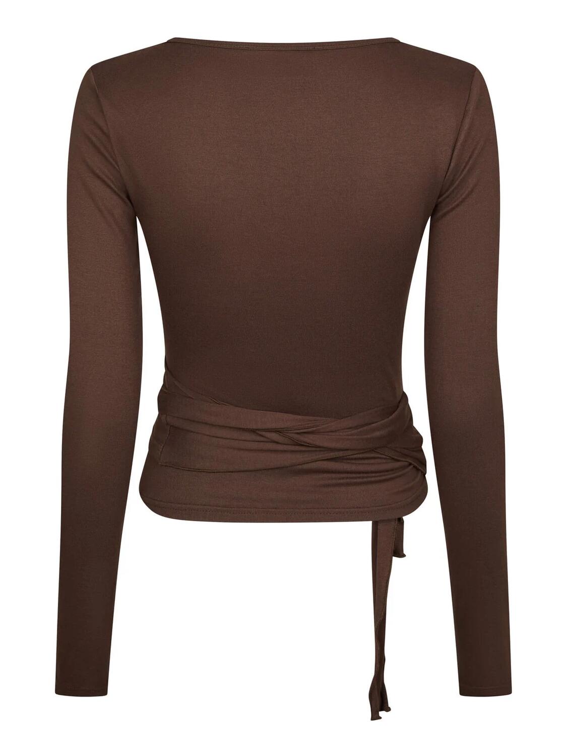 Nia Jersey Wrap bluse - Chocolate Brown
