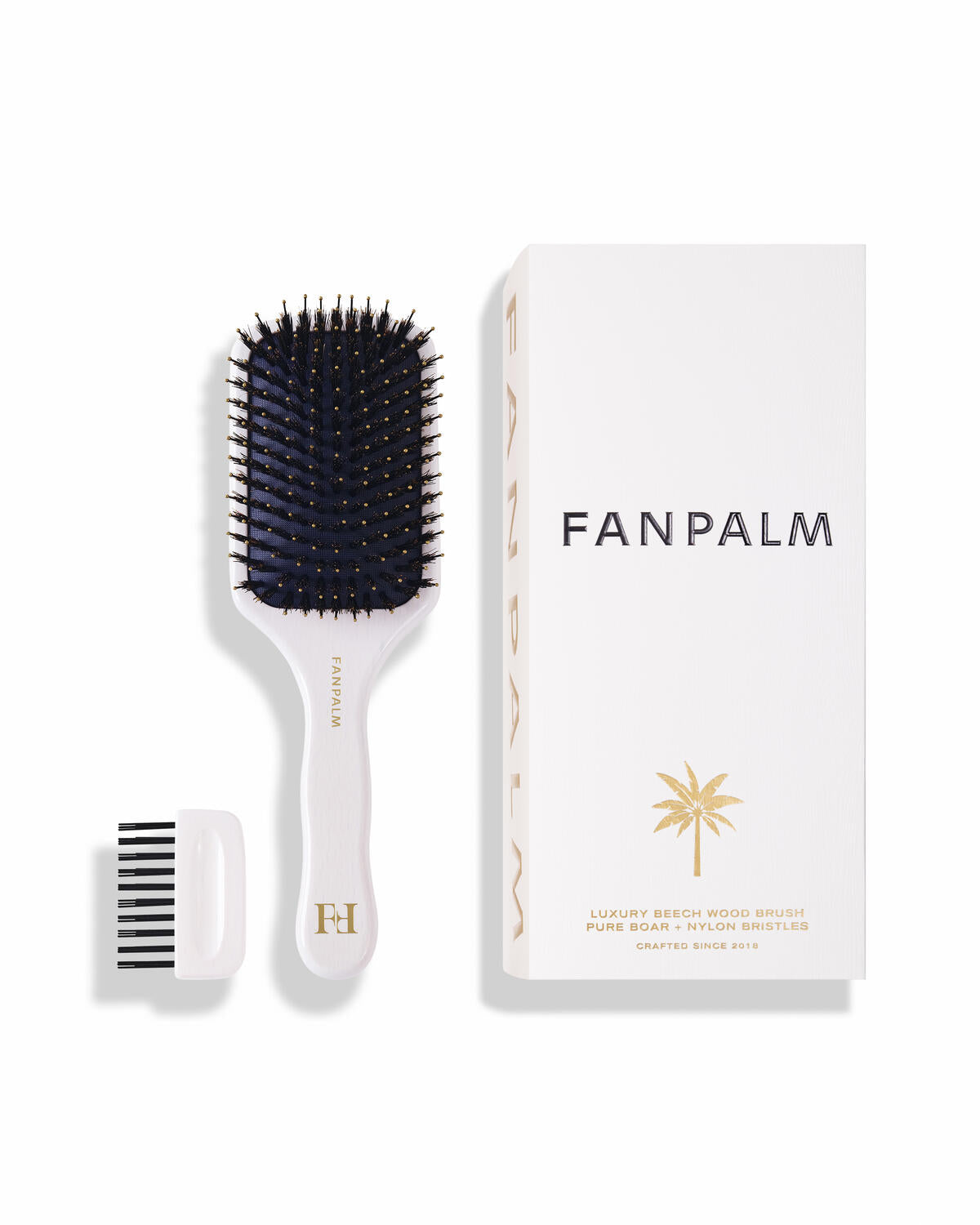 Boar- & Nylon hårbørste, Medium - Glossy White