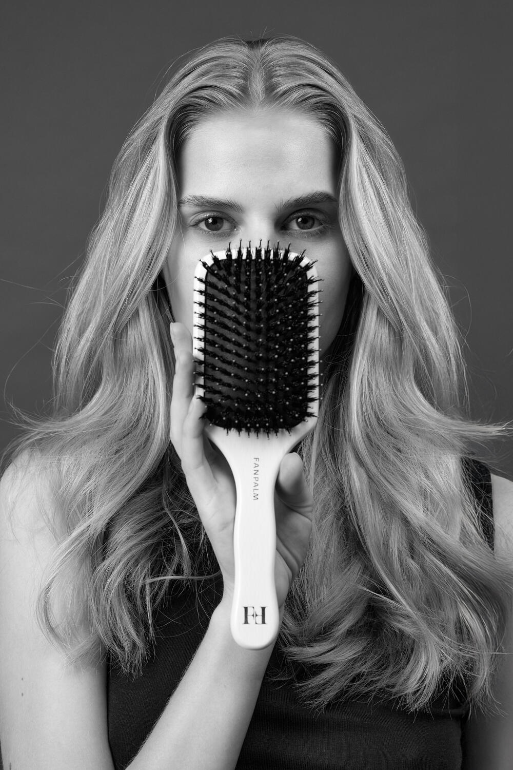 Boar- & Nylon hårbørste, Medium - Glossy White