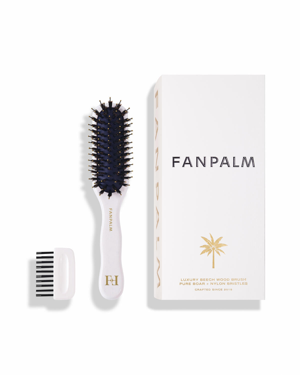 Boar- & Nylon hårbørste, Tall Slim - Glossy White