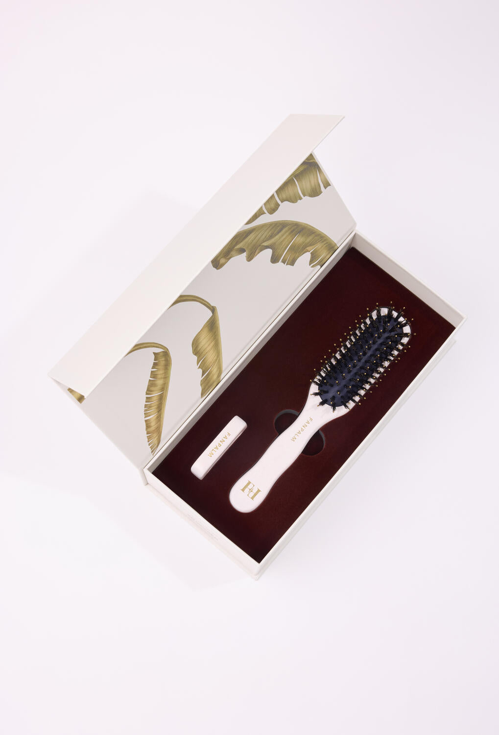 Boar- & Nylon hårbørste, Tall Slim - Glossy White