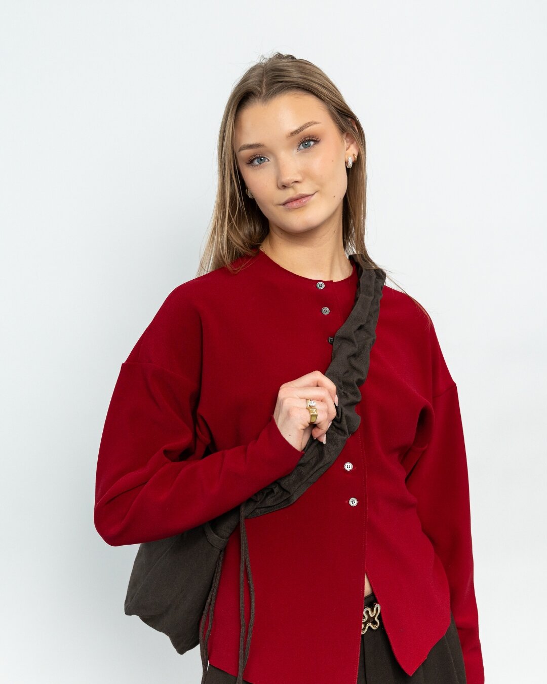 Ruffle Midi Shopper - brun
