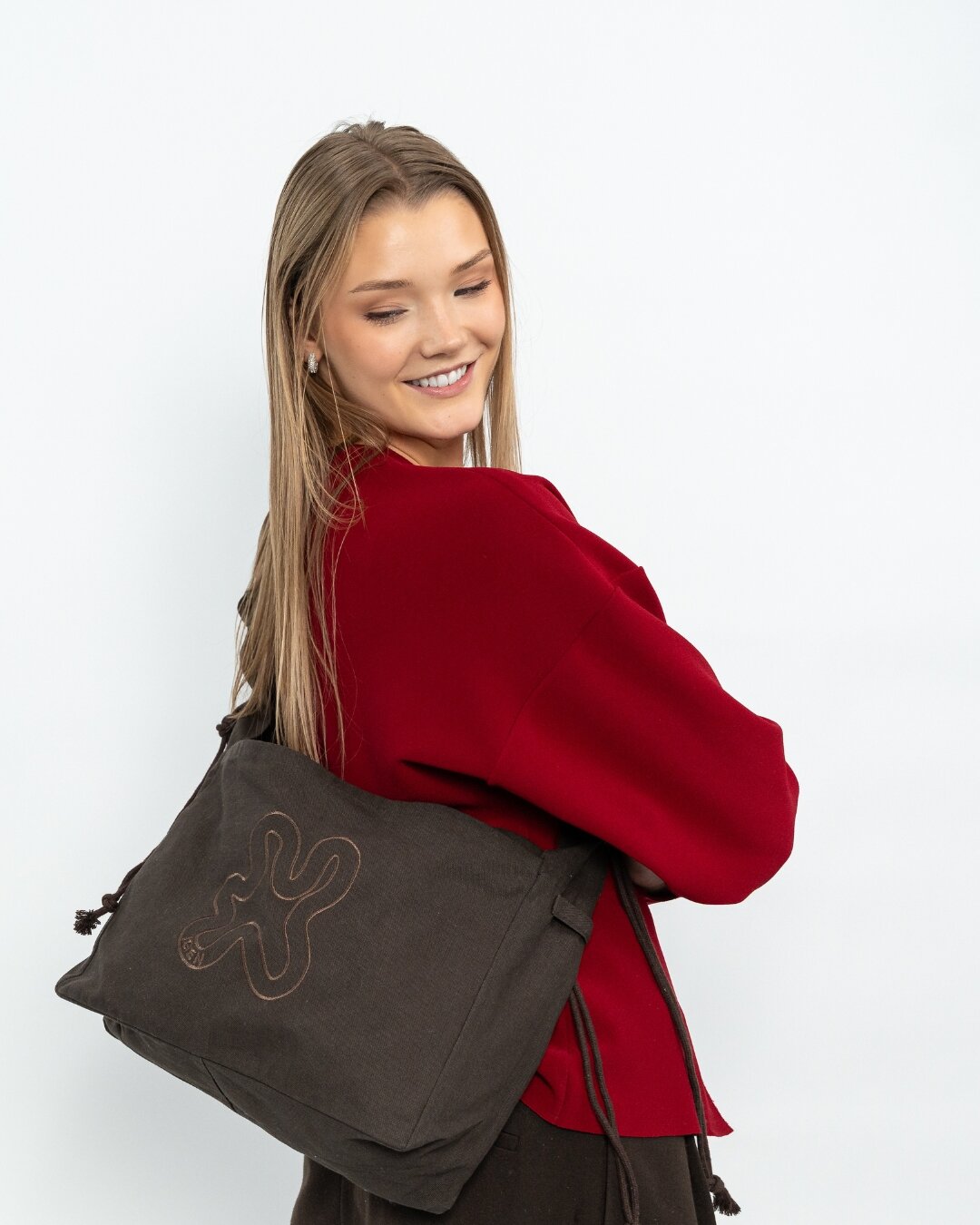 Ruffle Midi Shopper - brun
