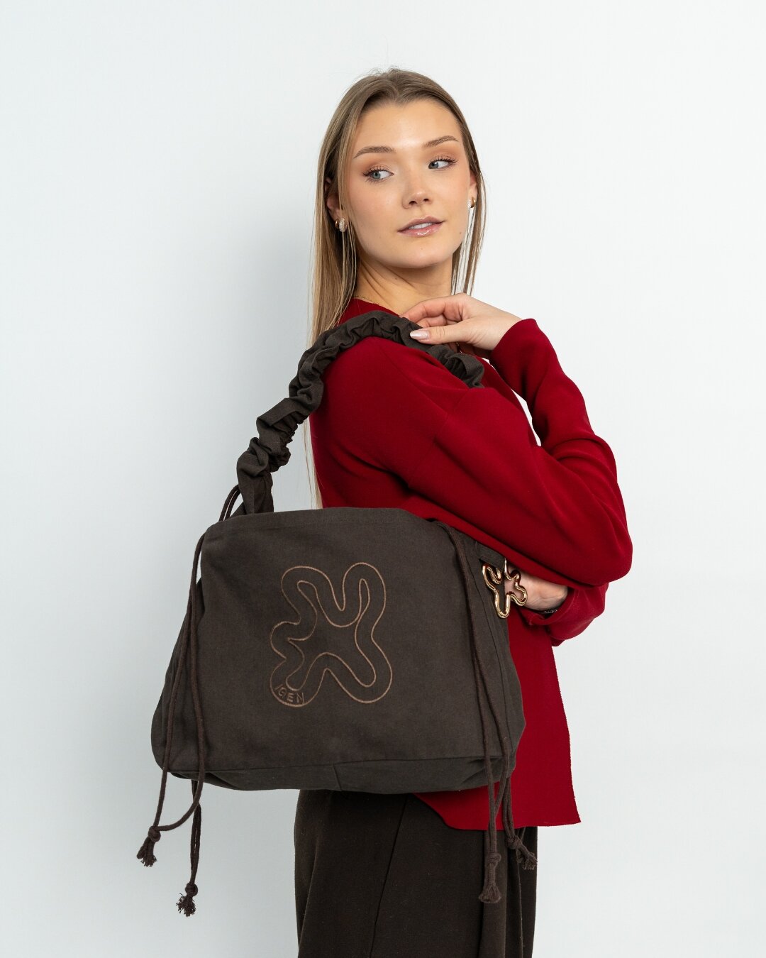 Ruffle Midi Shopper - brun