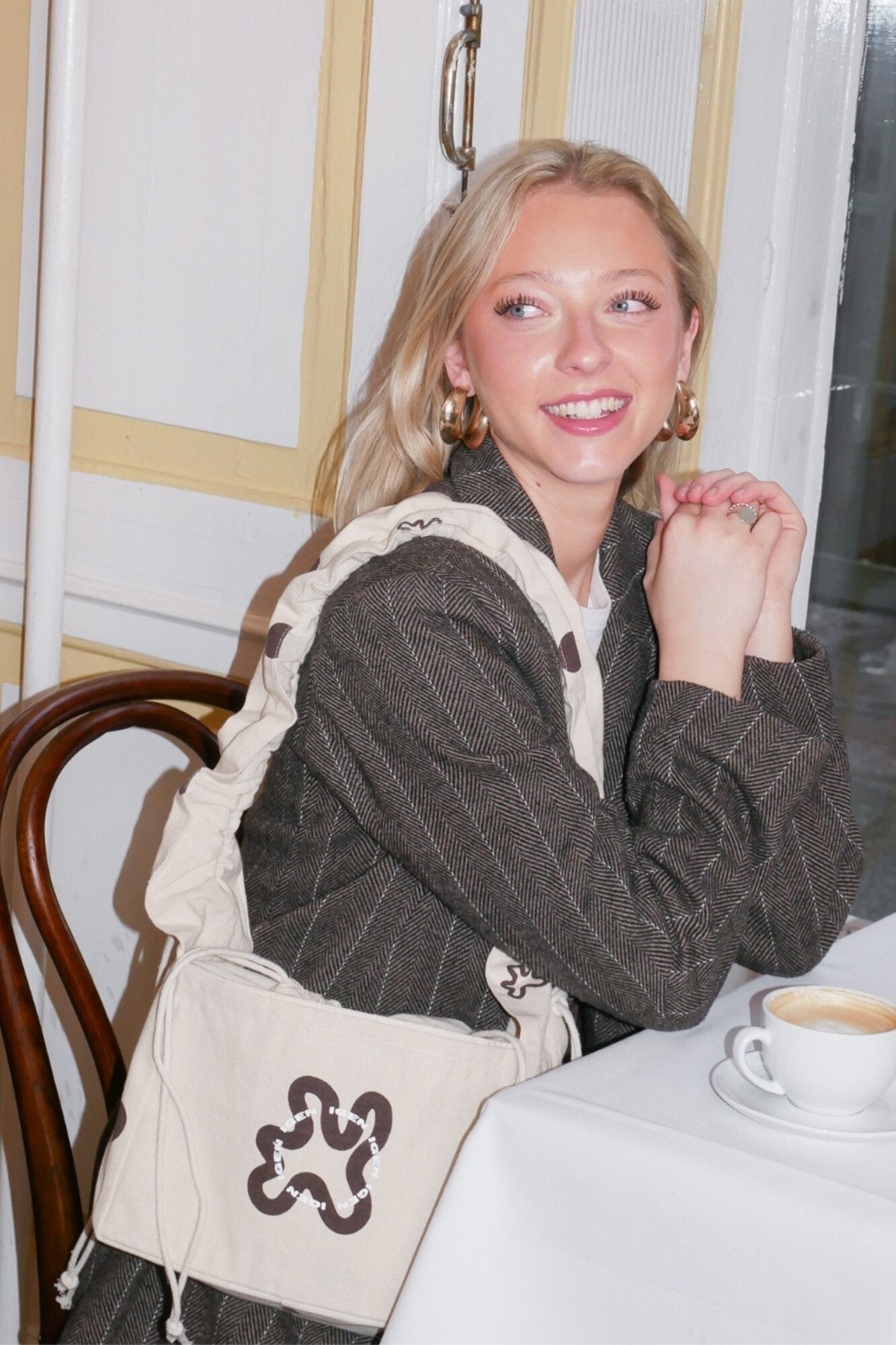 Ruffle Mini shopper - Brown Dots