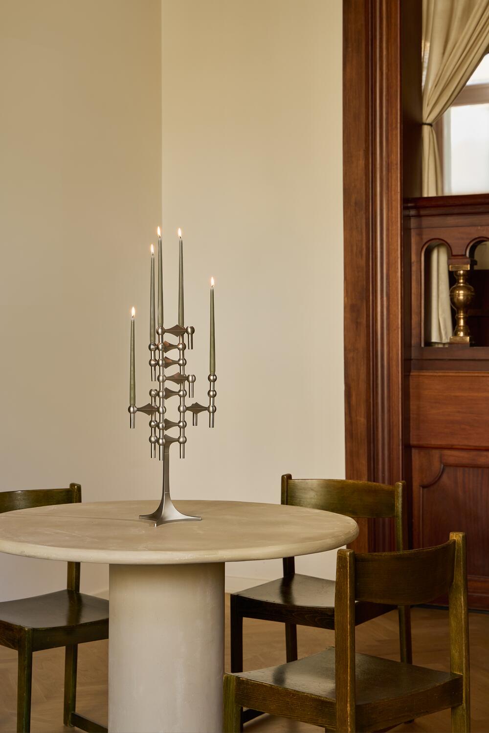 Nagel stand til lysestage - børstet krom