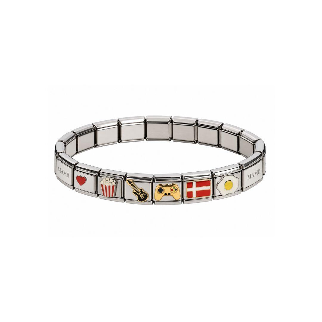 Danish Flag smykke led - sølvfarvet