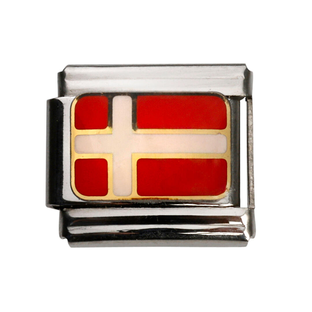 Danish Flag smykke led - sølvfarvet
