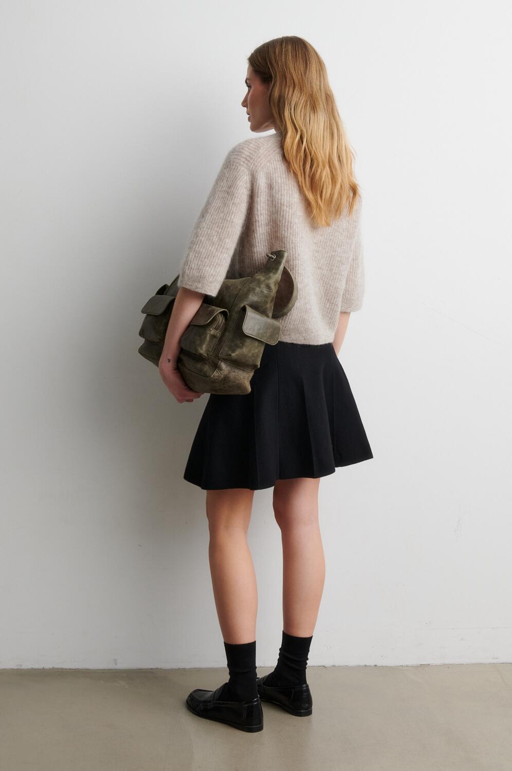 Andrea kortærmet cardigan - Light Beige Melange