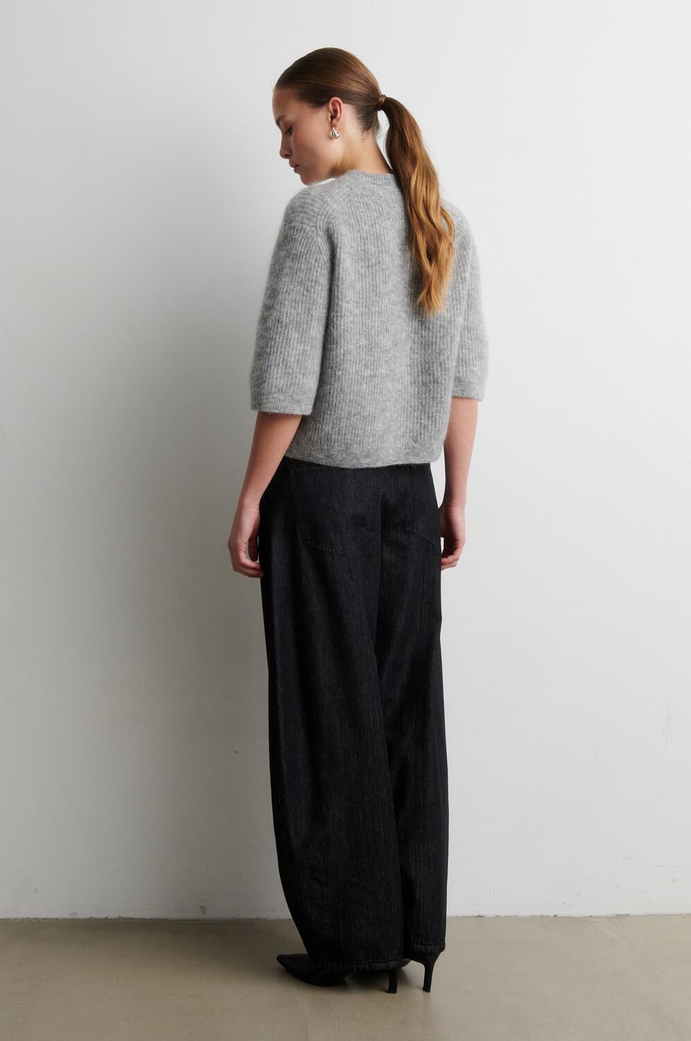 Andrea kortærmet cardigan - Grey Melange