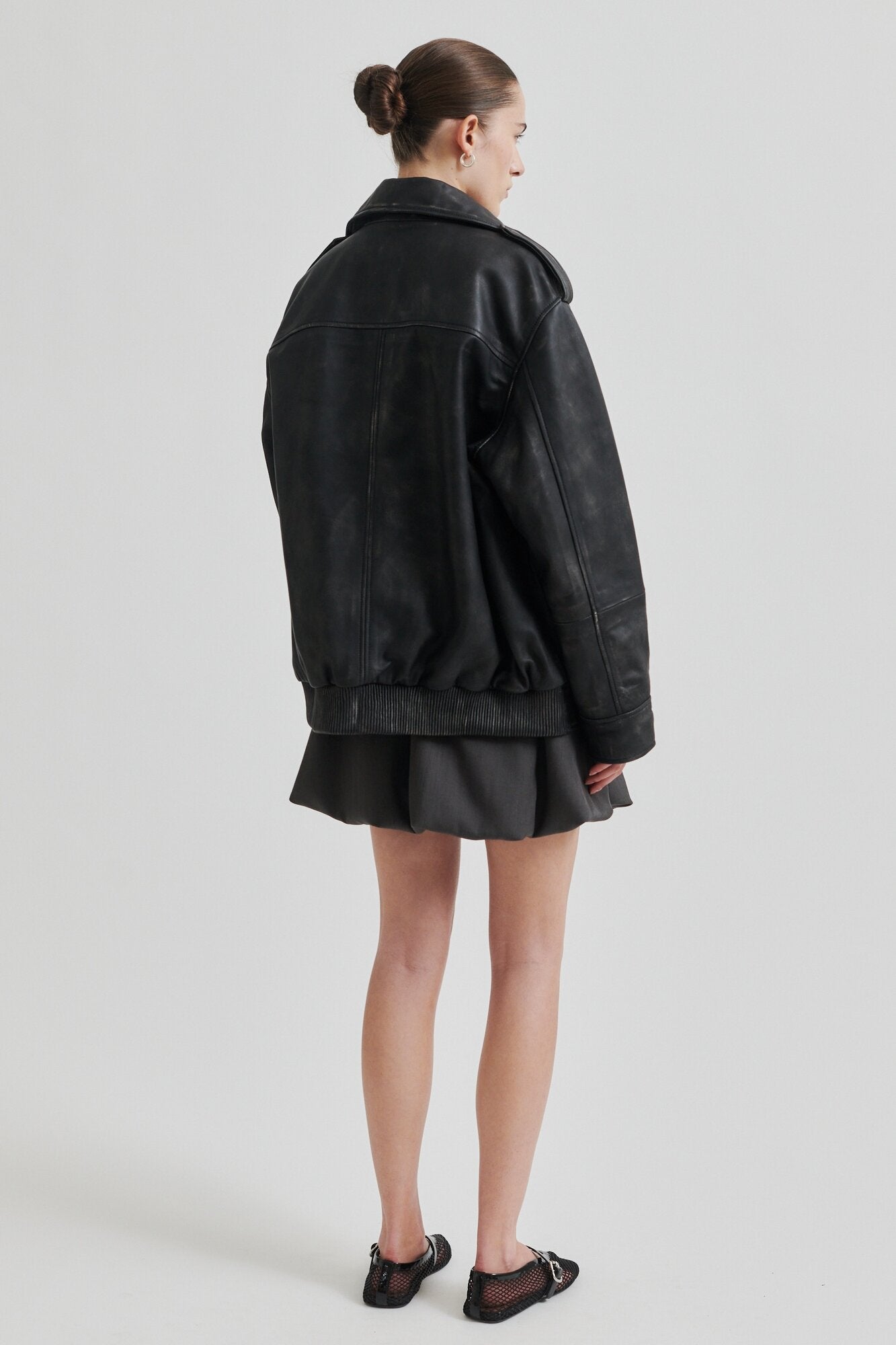 Otilia kort nederdel - Dark grey melange