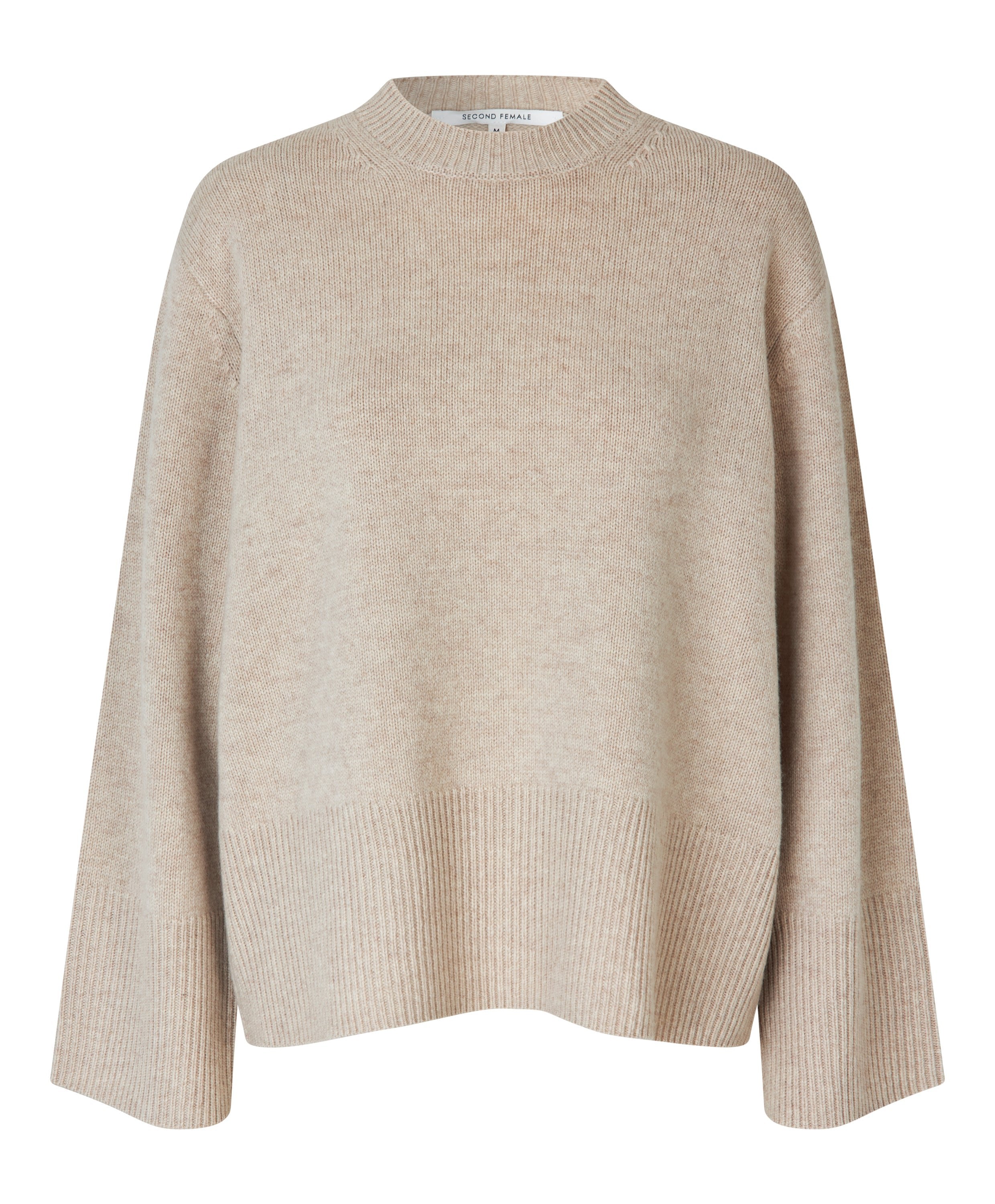 Alpha O-Neck uldstriktrøje - Pumice Stone