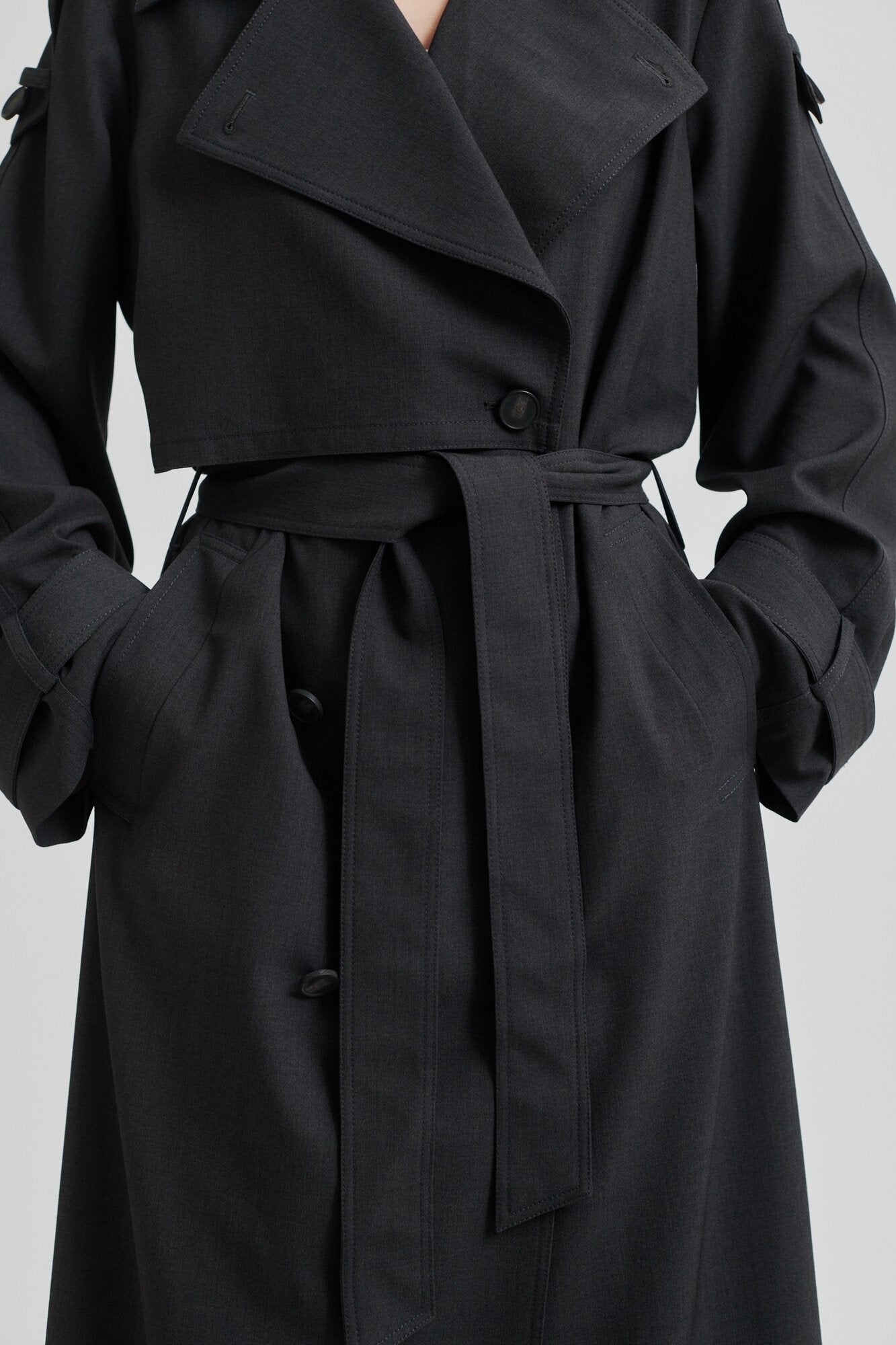 Zoe Trenchcoat - Dark grey melange