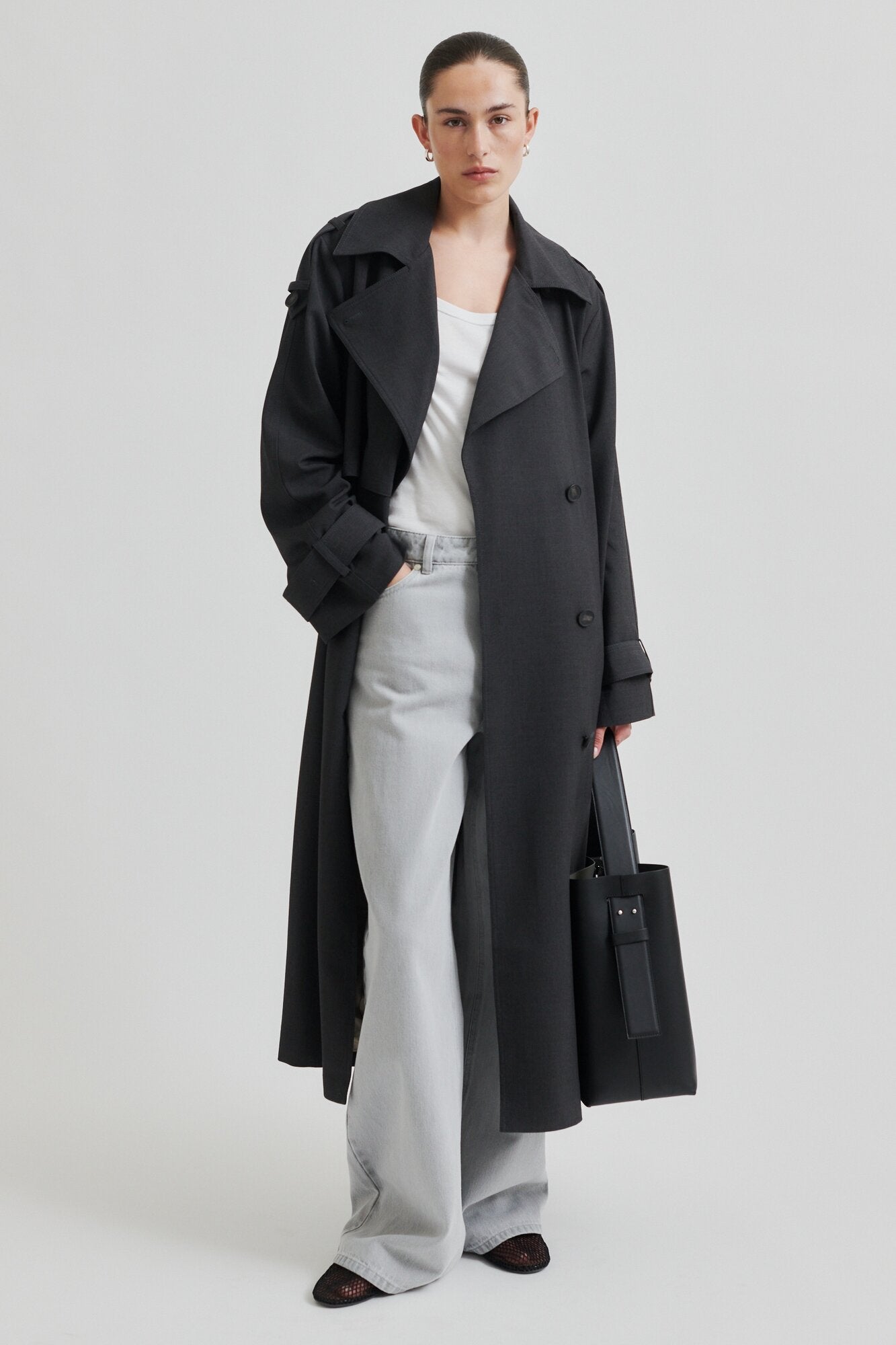 Zoe Trenchcoat - Dark grey melange