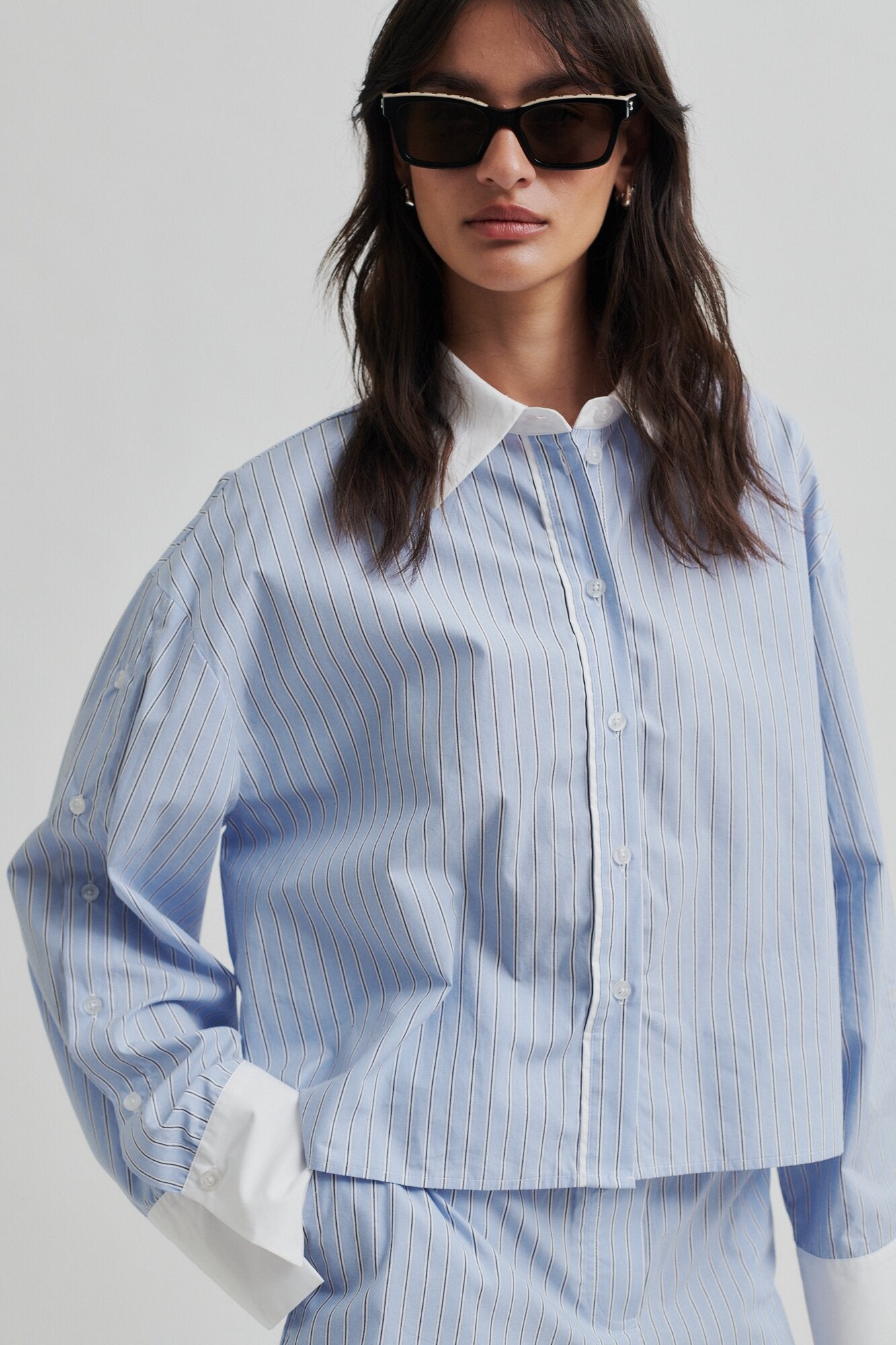 Alanis Combi skjorte - Light Blue Stripe