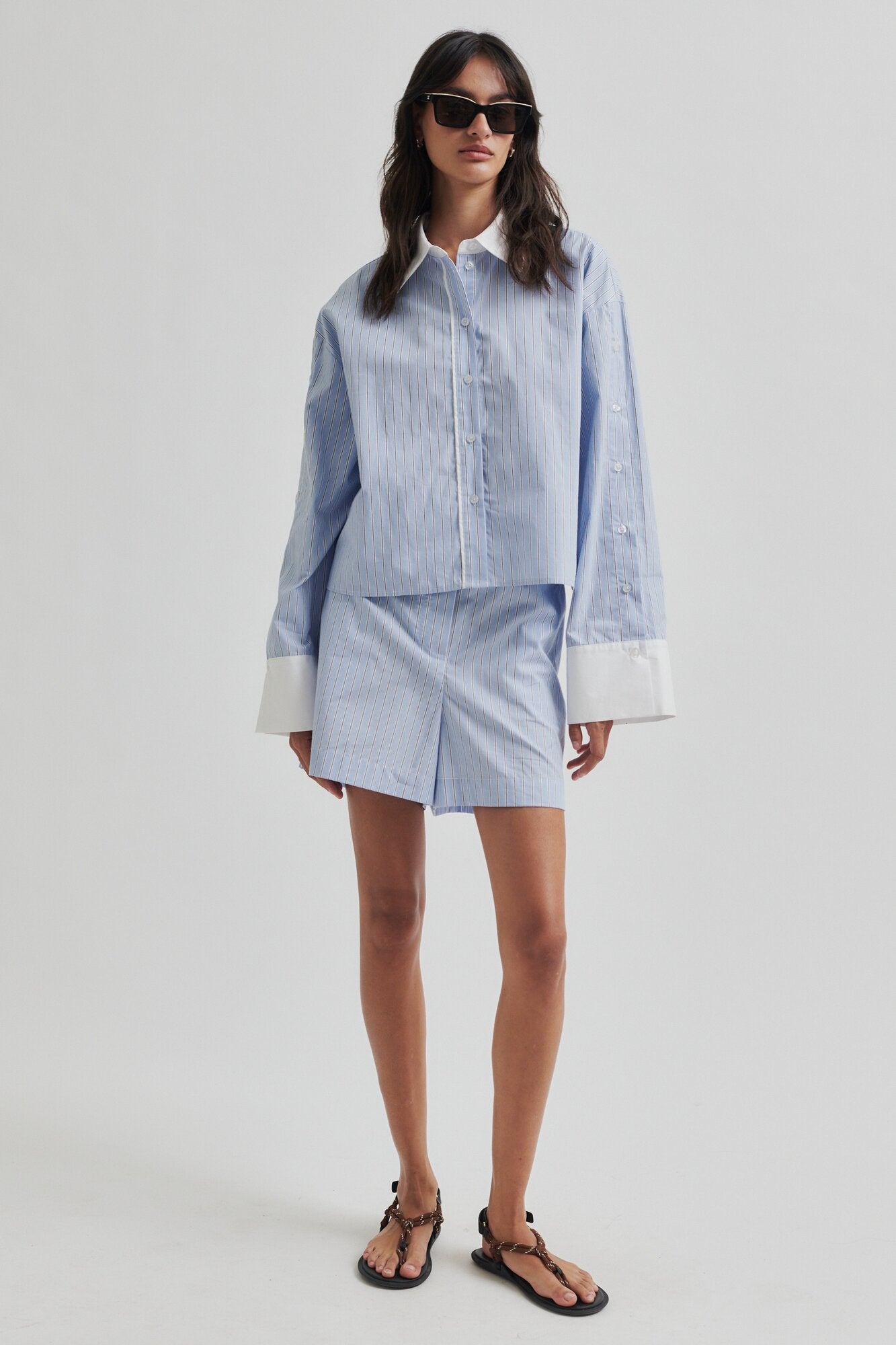 Alanis Combi skjorte - Light Blue Stripe