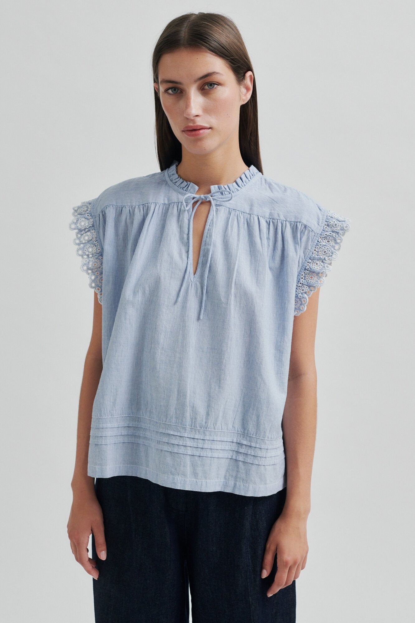 Laure Top - Light Blue Stripe