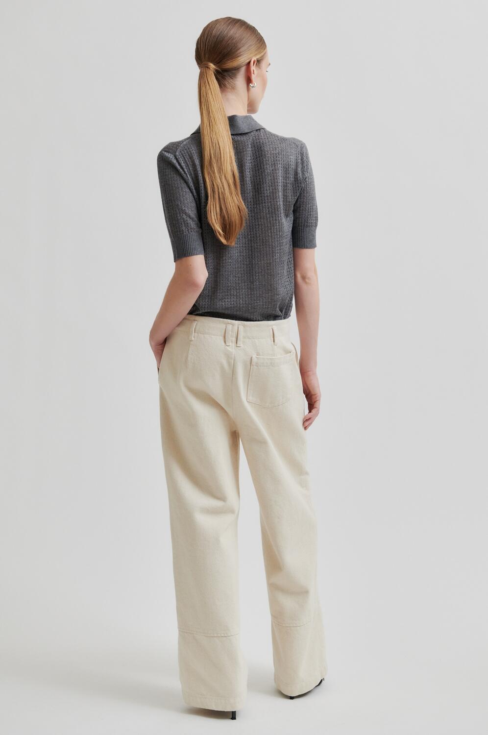 Annika strikket polotrøje - Grey Melange