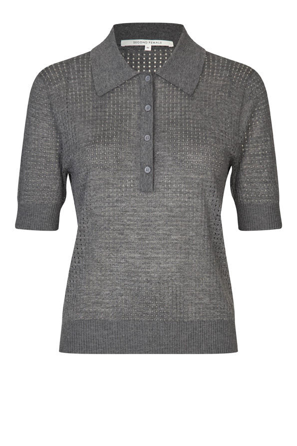 Annika strikket polotrøje - Grey Melange
