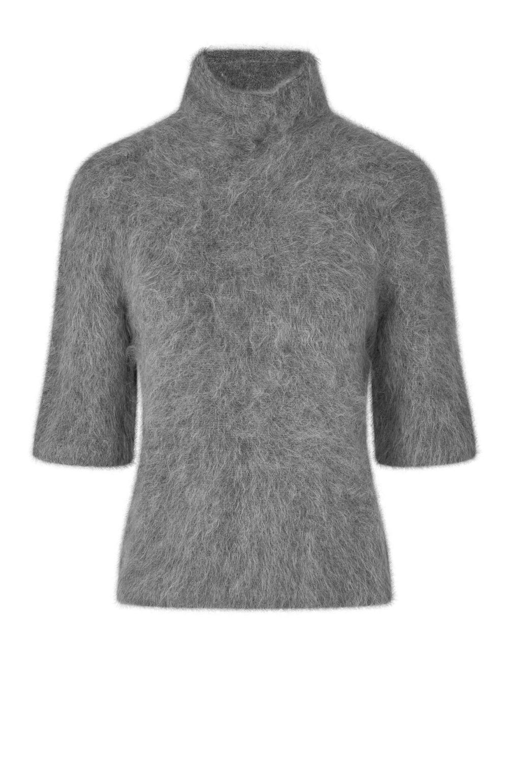 Karla kortærmet striktrøje – Dark grey melange
