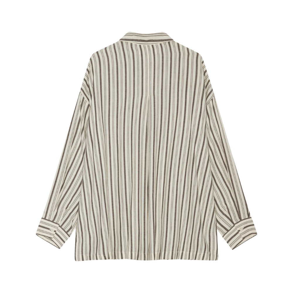 Quiet Stripe skjorte – Ecru/Brown
