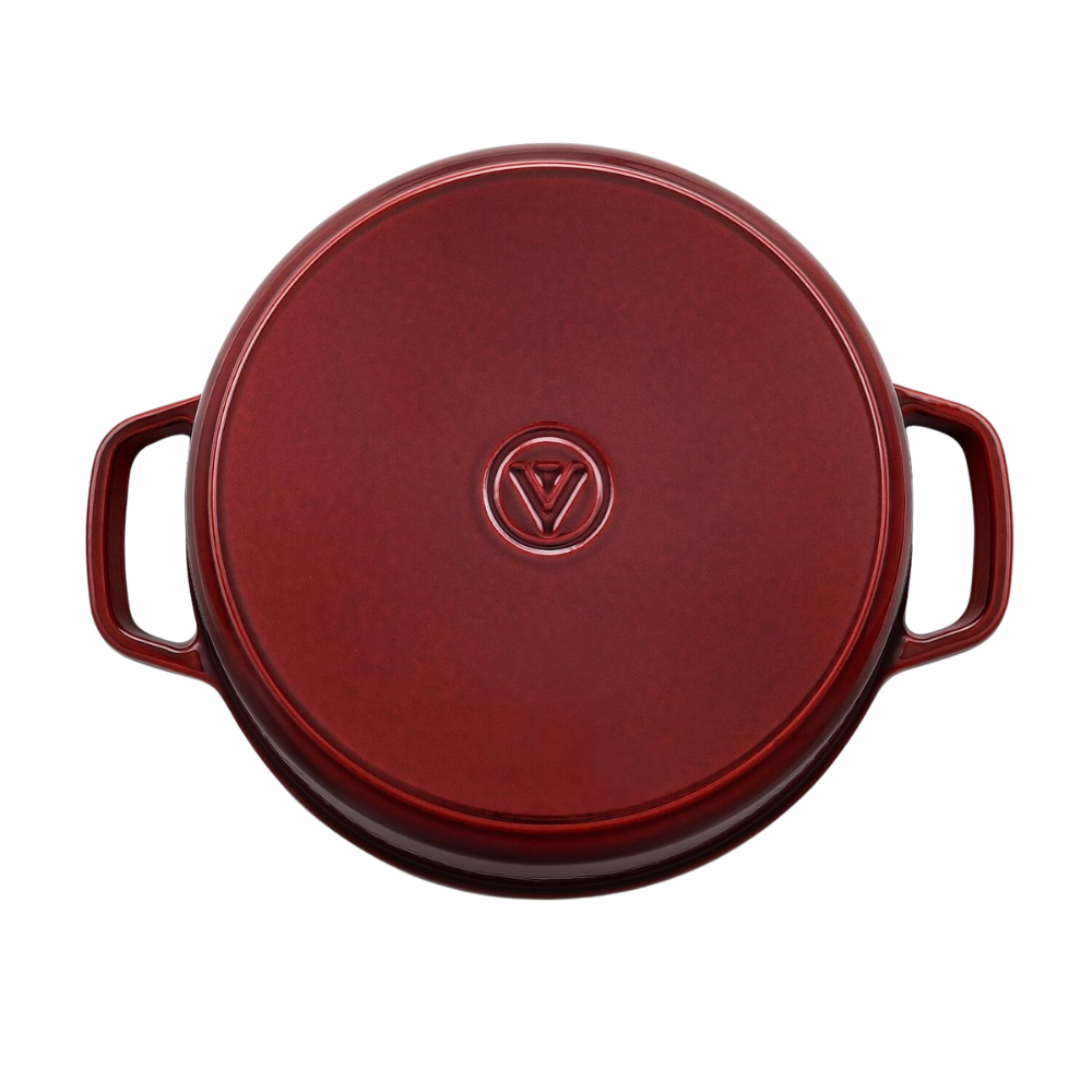 Emaljeret støbejernsgryde, Ø26 cm - Ribsrød