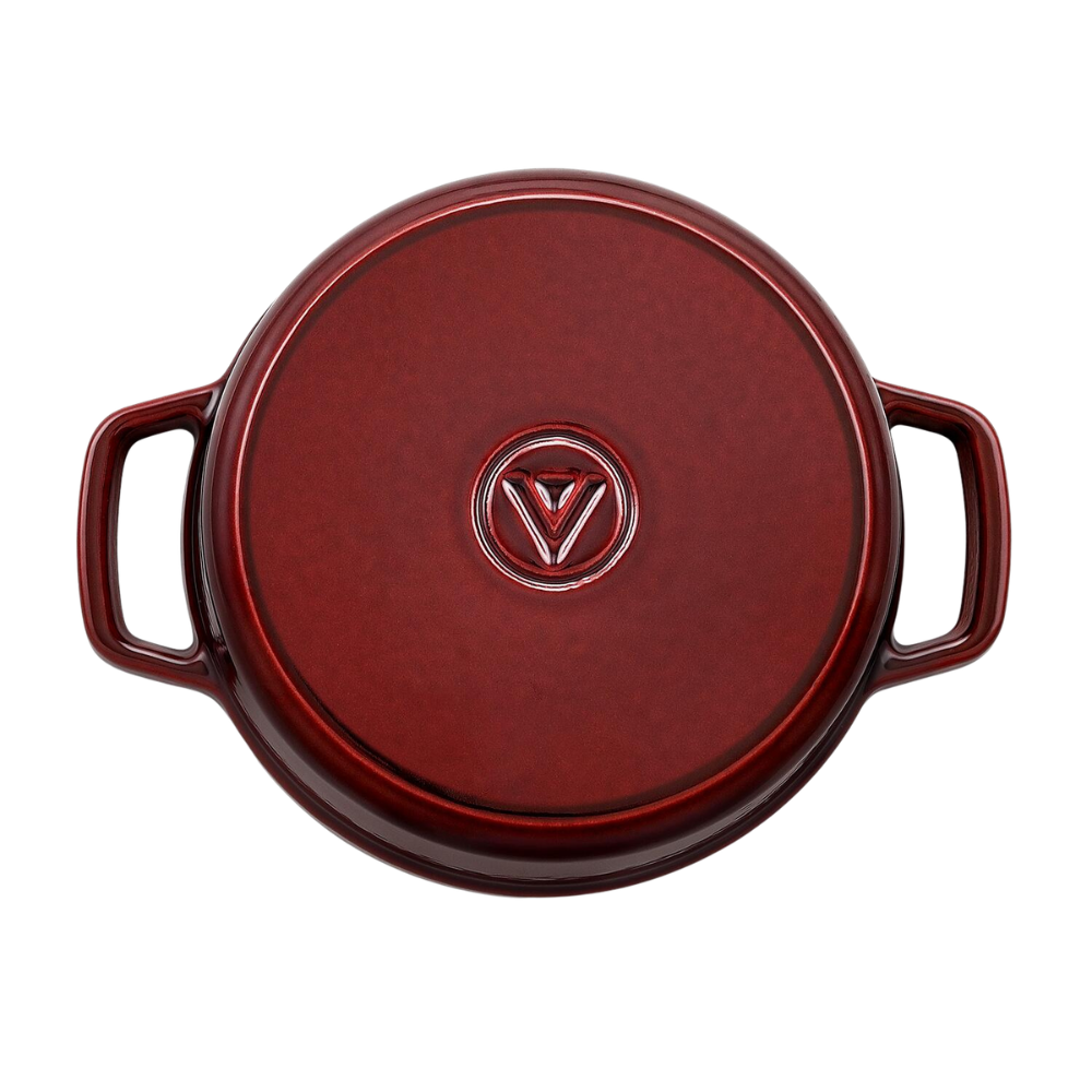 Emaljeret støbejernsgryde, Ø20 cm - Ribsrød