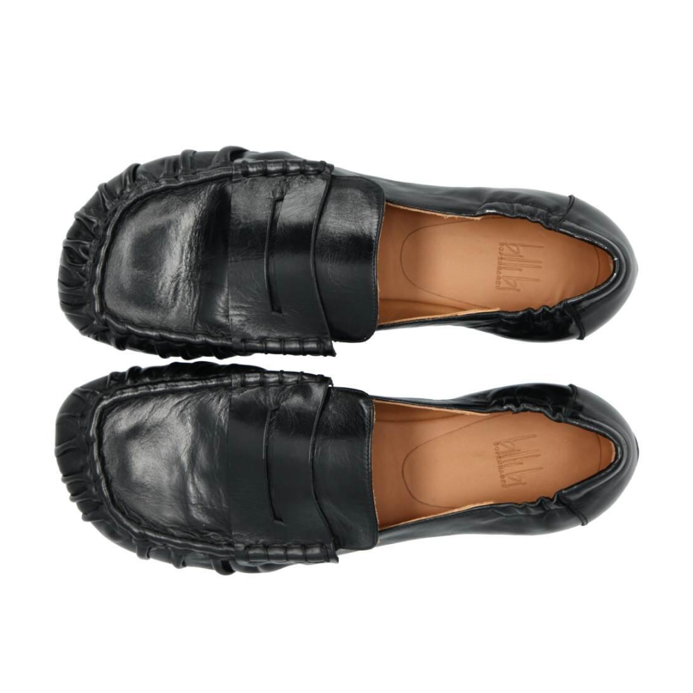 B1361 Loafers med rynker - Black calf 80