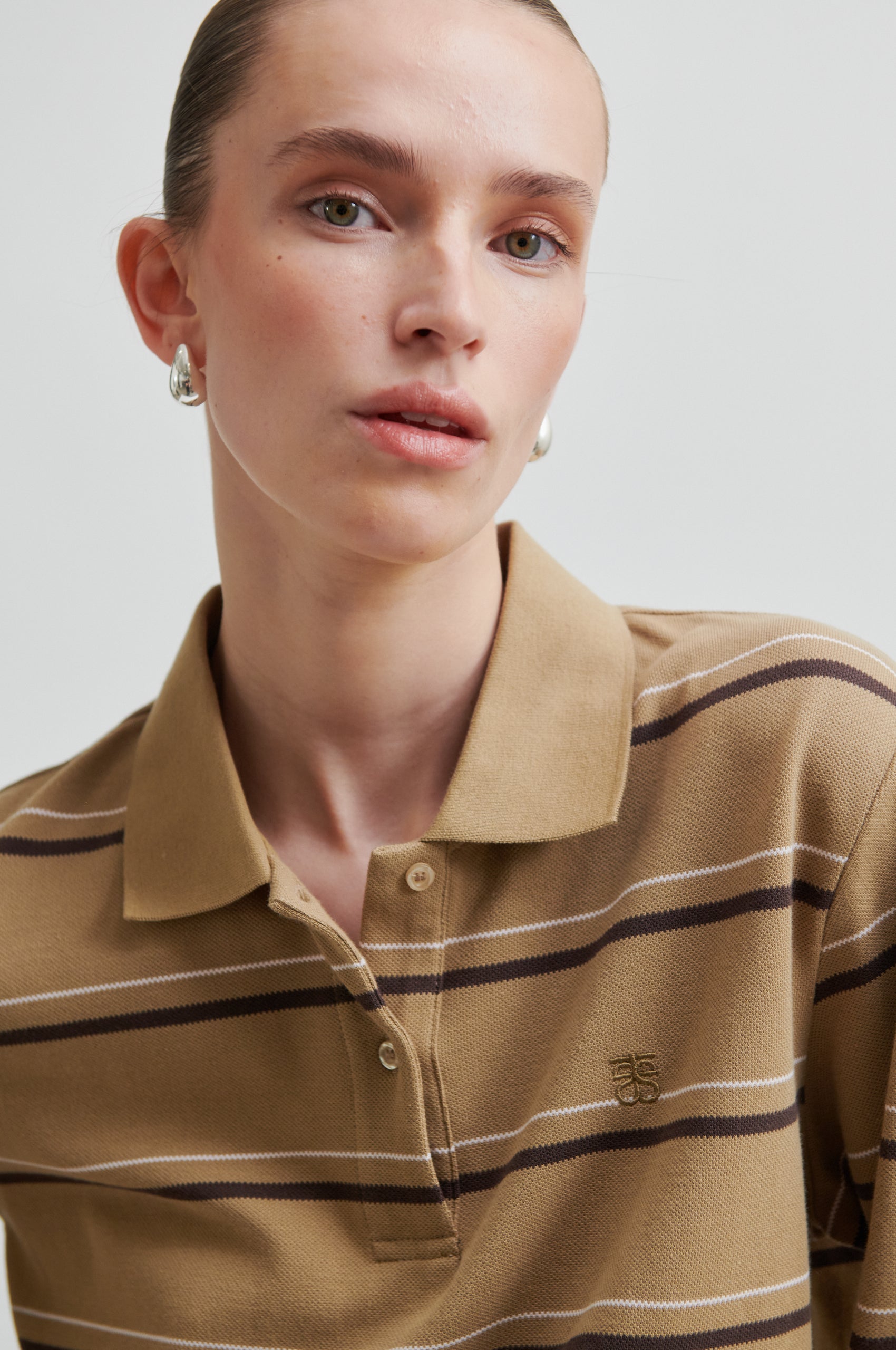 Lovella Striped polotrøje - Kelp