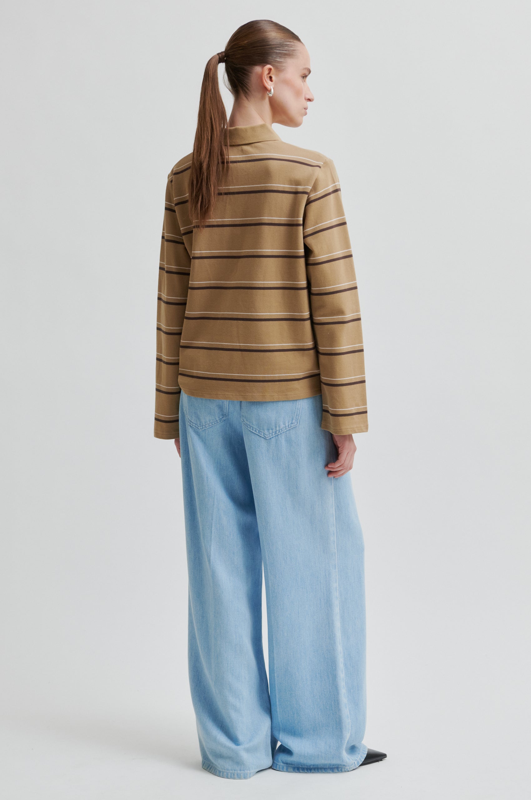 Lovella Striped polotrøje - Kelp