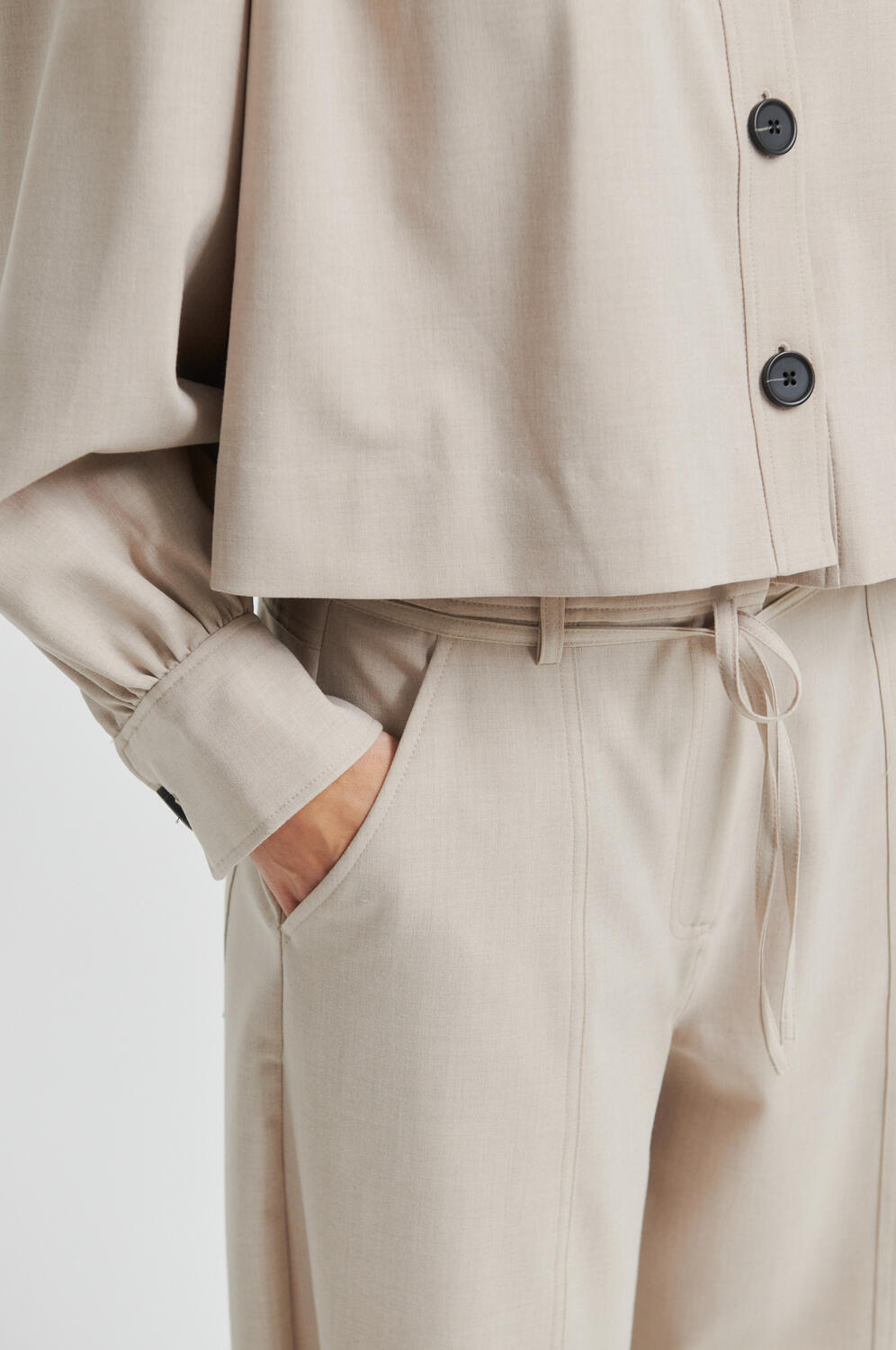 Zoie bukser - Light Beige Melange