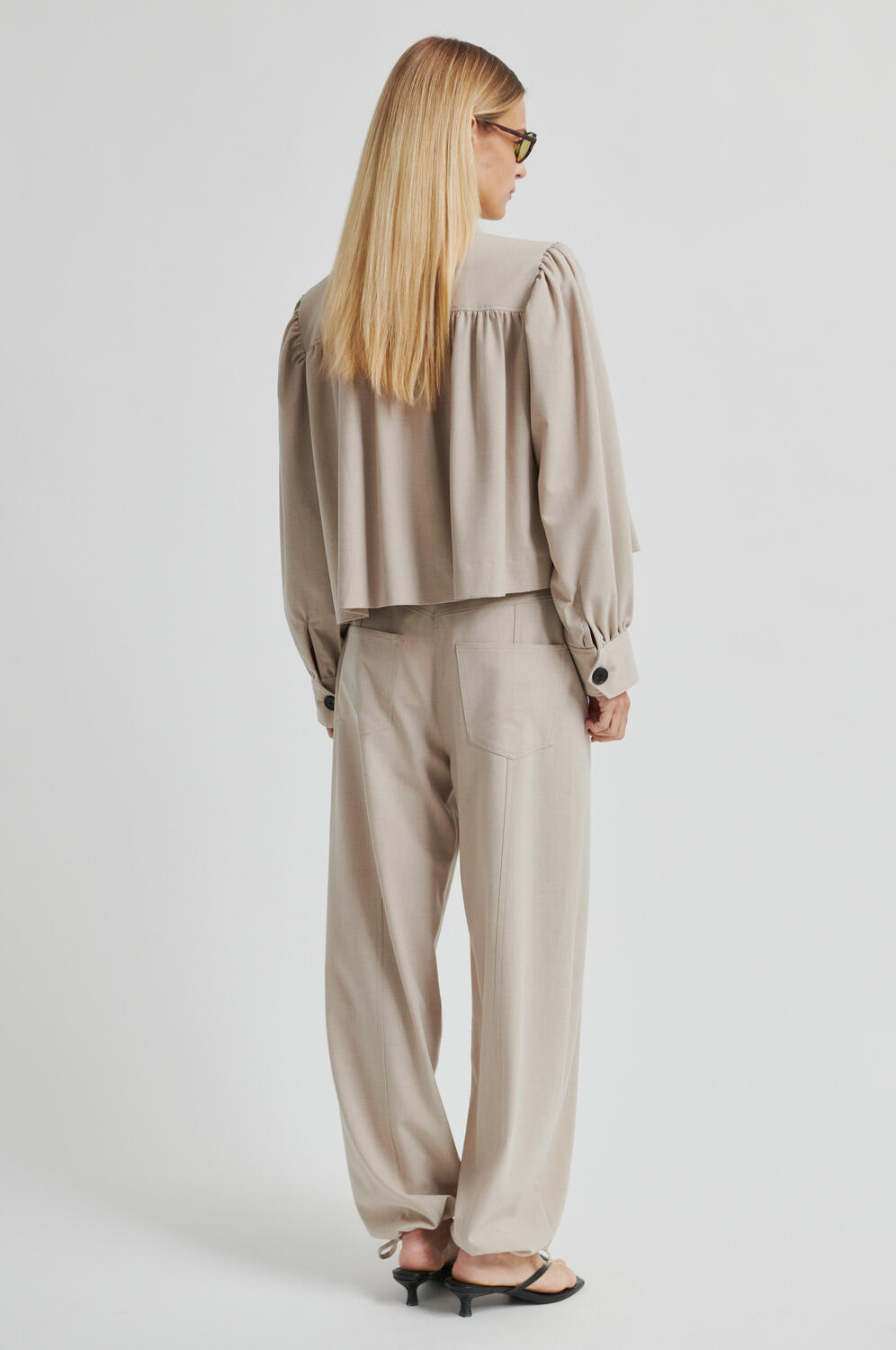 Zoie bukser - Light Beige Melange