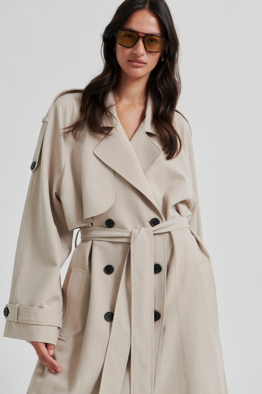 Zoie trenchcoat - Light Beige Melange