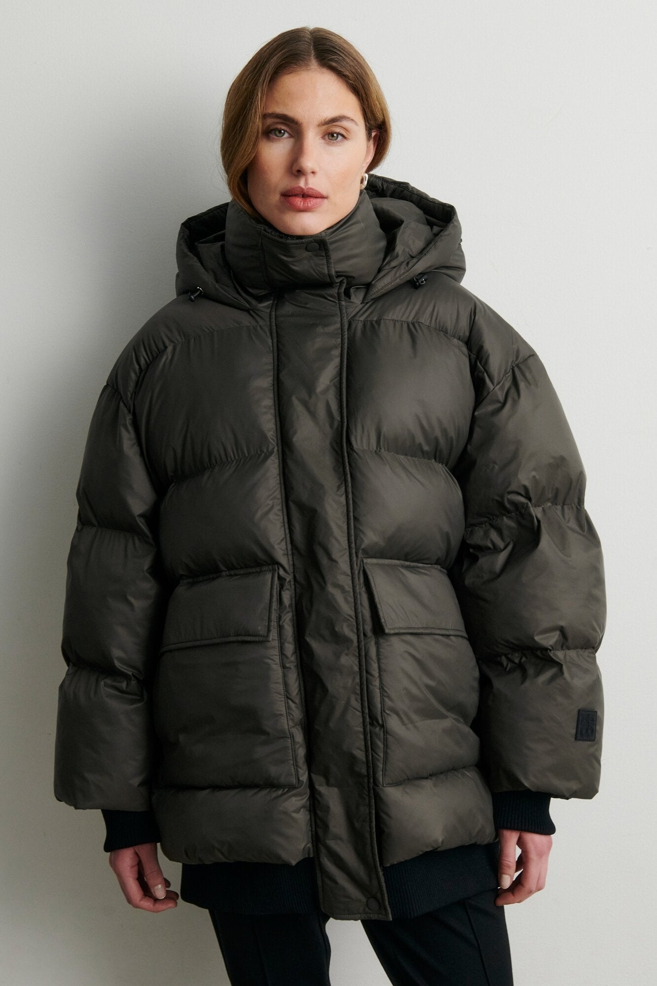 Riya Rib vinterjakke – Black Olive