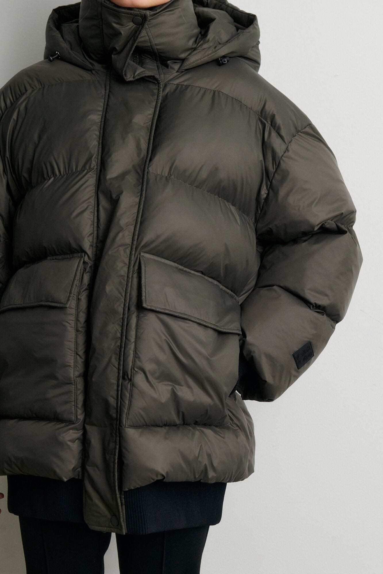 Riya Rib vinterjakke – Black Olive