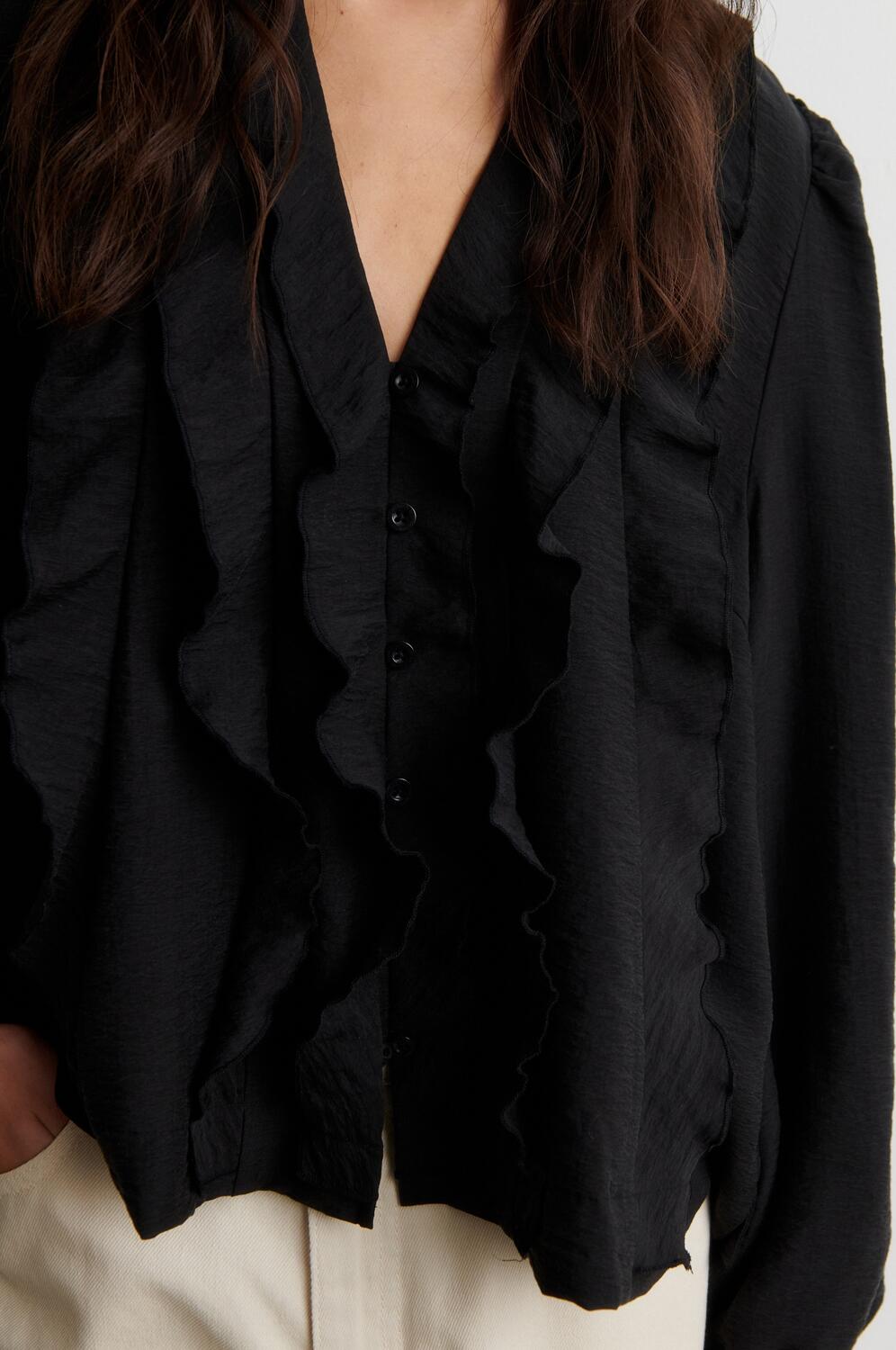 Rayna Frill bluse - sort