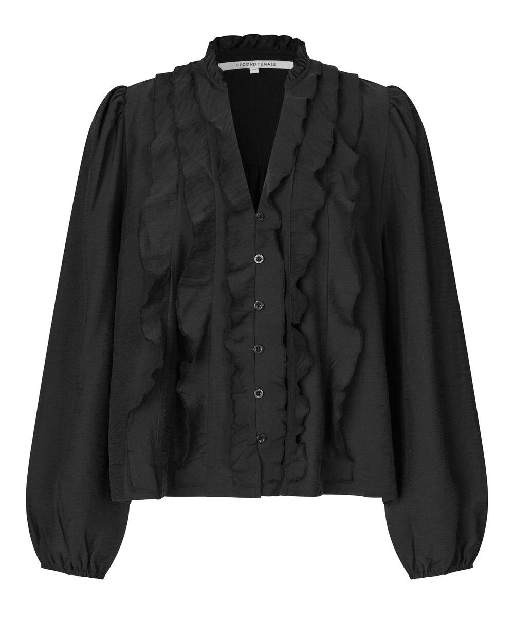 Rayna Frill bluse - sort
