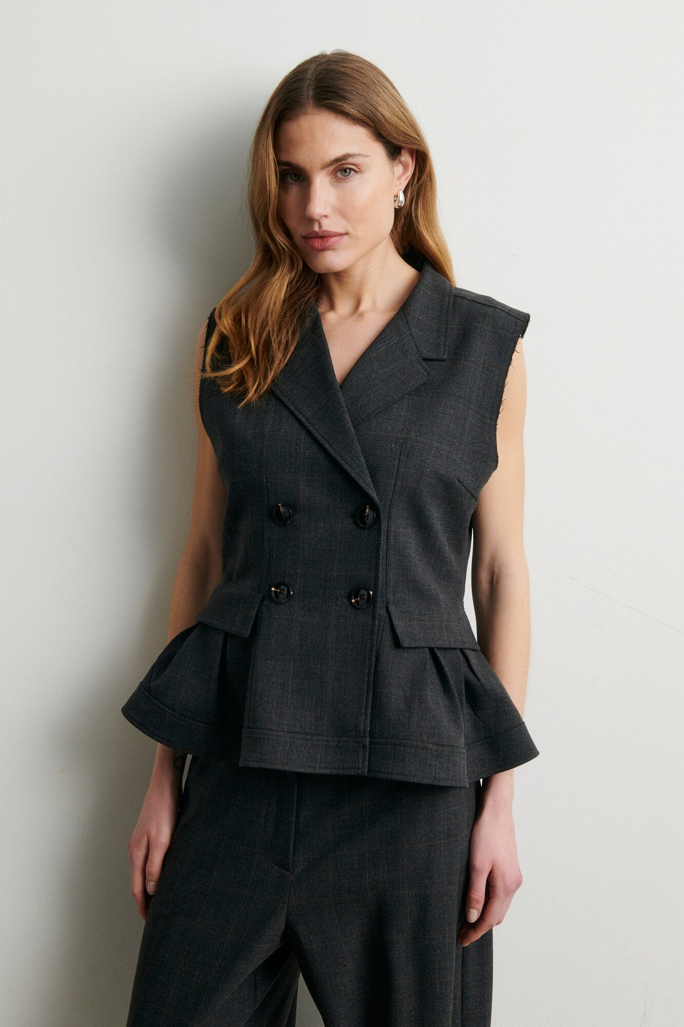 Anjou blazer vest - Dark Grey Melange