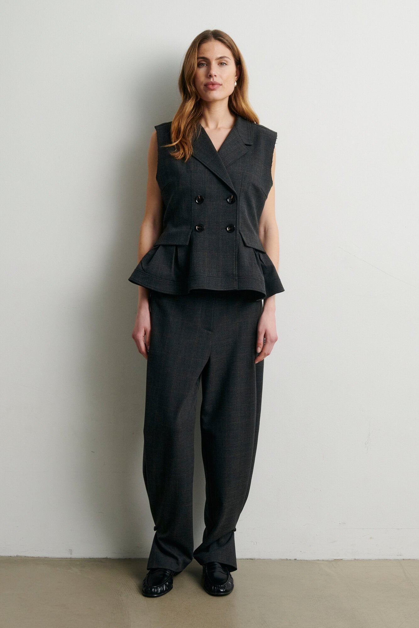 Anjou blazer vest - Dark Grey Melange