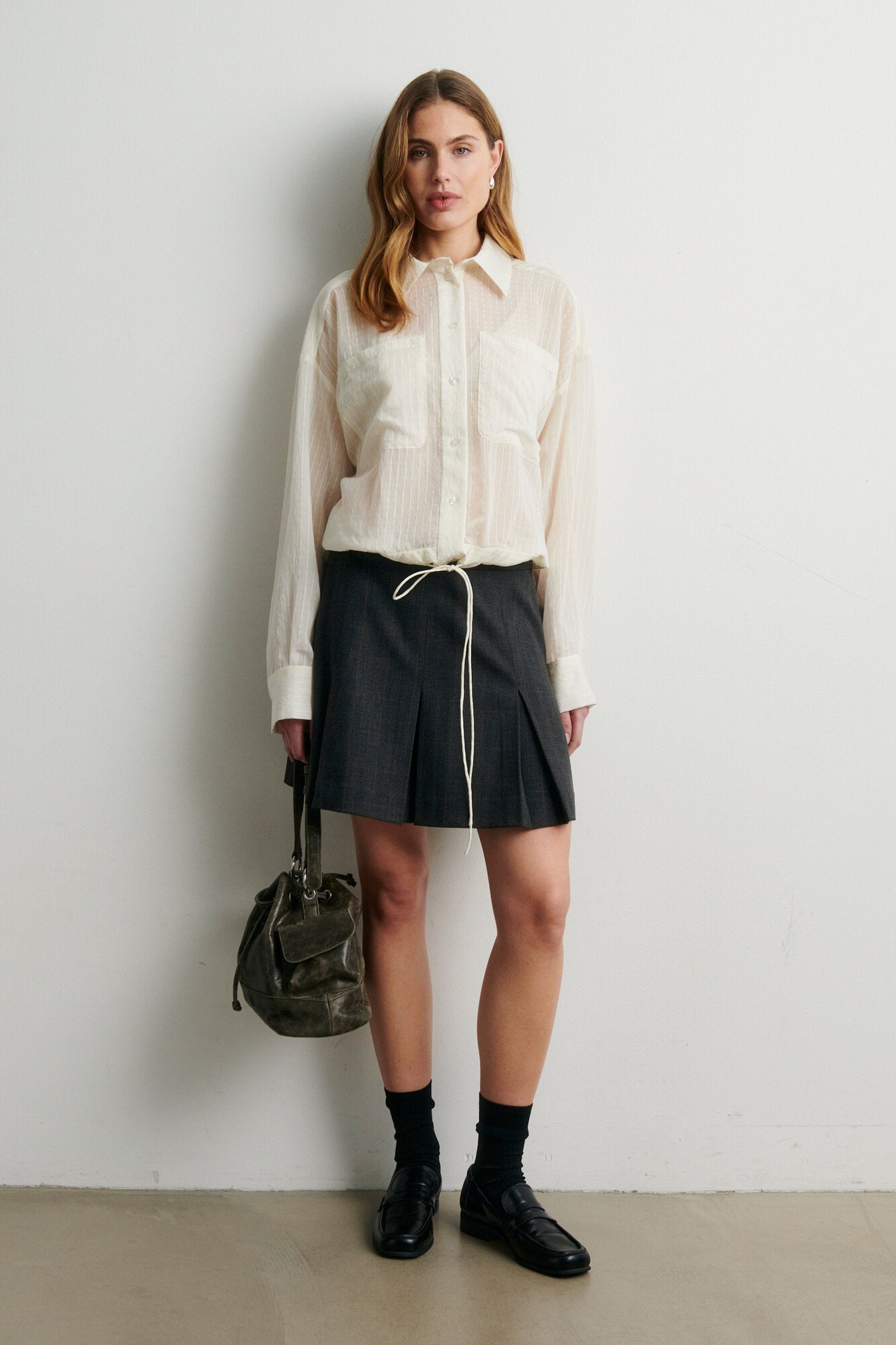 Anjou kort nederdel - Dark Grey Melange